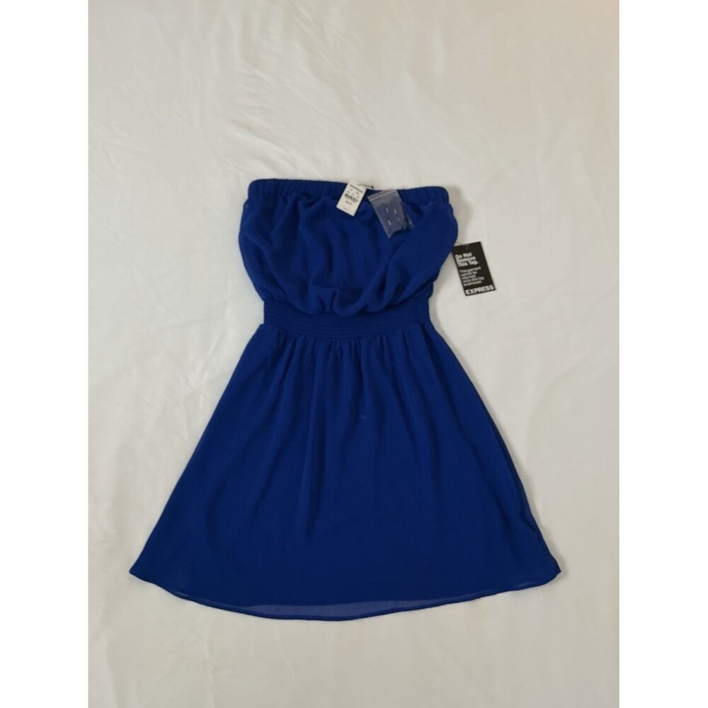 Express Royal Blue Strapless Dress XS NWT | Elastic Waist | Flowy Summer Style